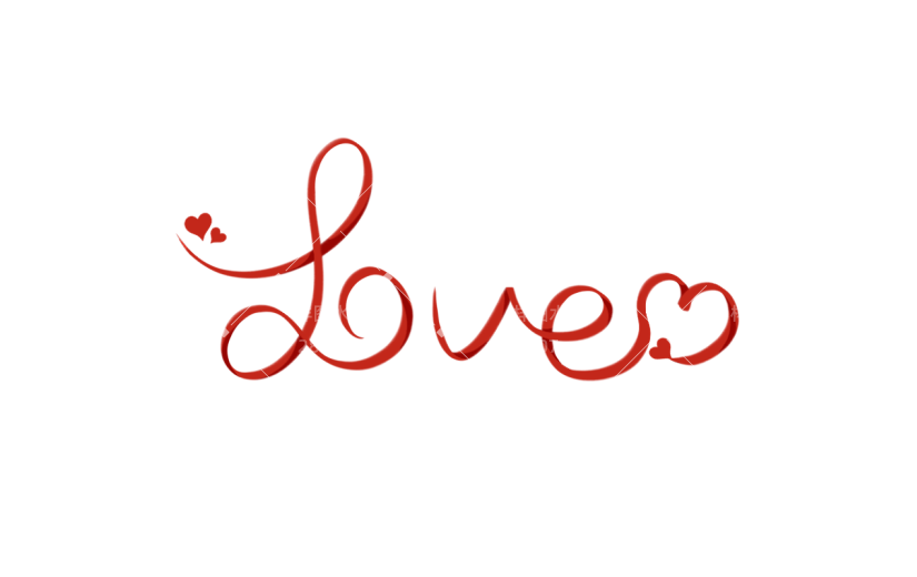 520情人节通用红色love英文花体艺术字元素素材