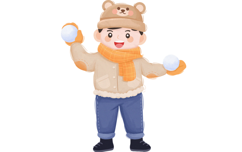 冬季冬天冬日传统节气大雪小雪手绘插画绘本儿童人物元素