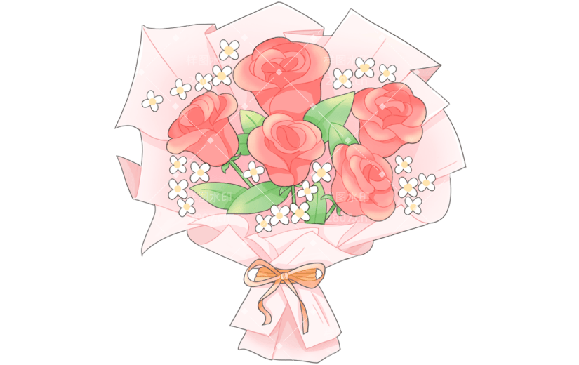 植物通用清新插画包装鲜花花束元素素材