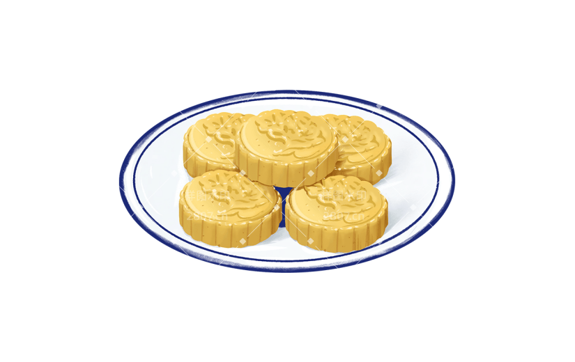 手绘月饼中秋各地食物元素