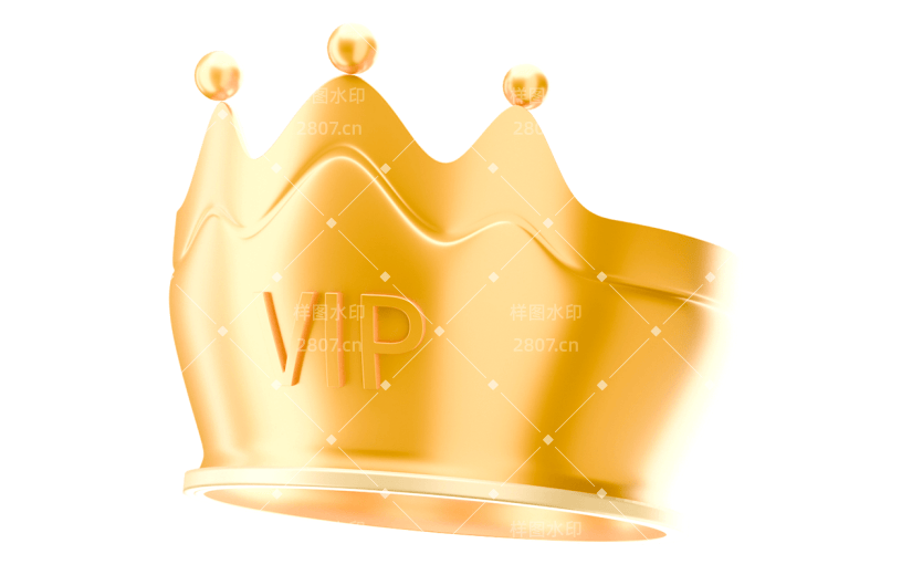促销通用3D立体C4DVIP金色皇冠元素素材