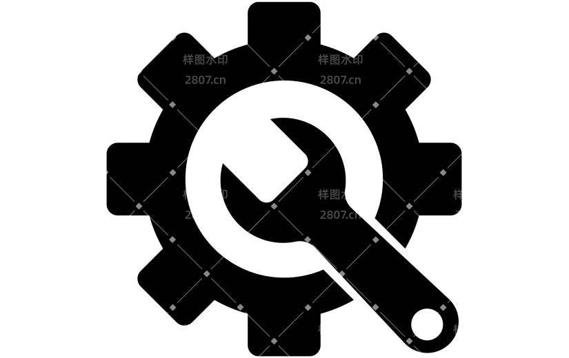 常规内容-图标系列黑色齿轮扳手设置维修符号元素