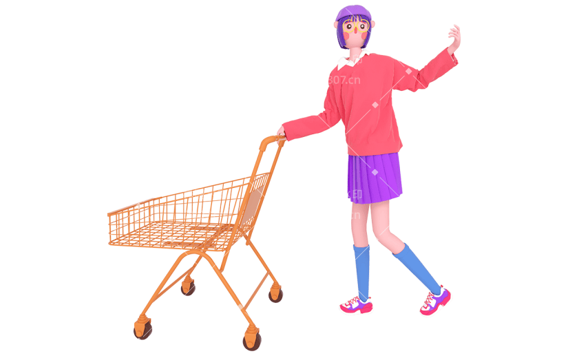 3D立体C4D推购物车人物6
