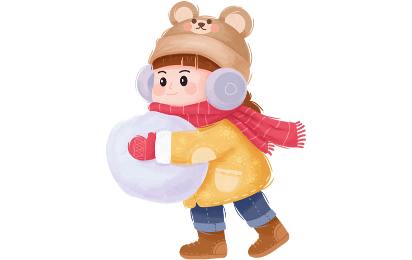 冬季冬天冬日传统节气大雪小雪手绘插画绘本儿童人物元素