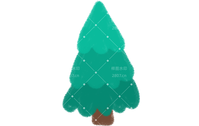 小红书蜡笔风树木涂鸦可爱贴纸