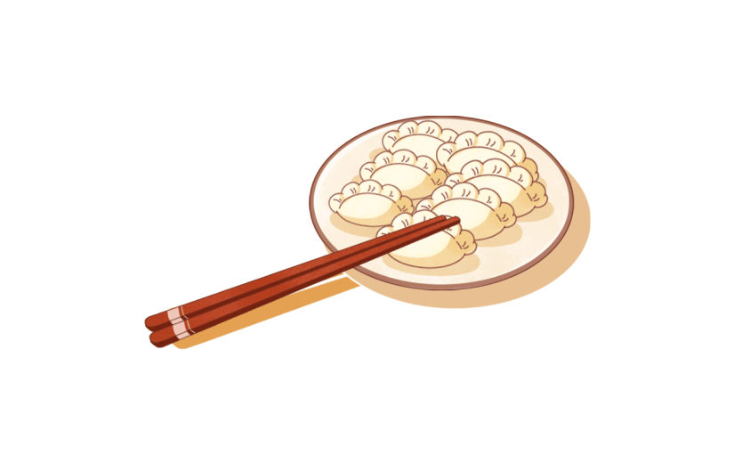 卡通感冬至饺子元素贴纸