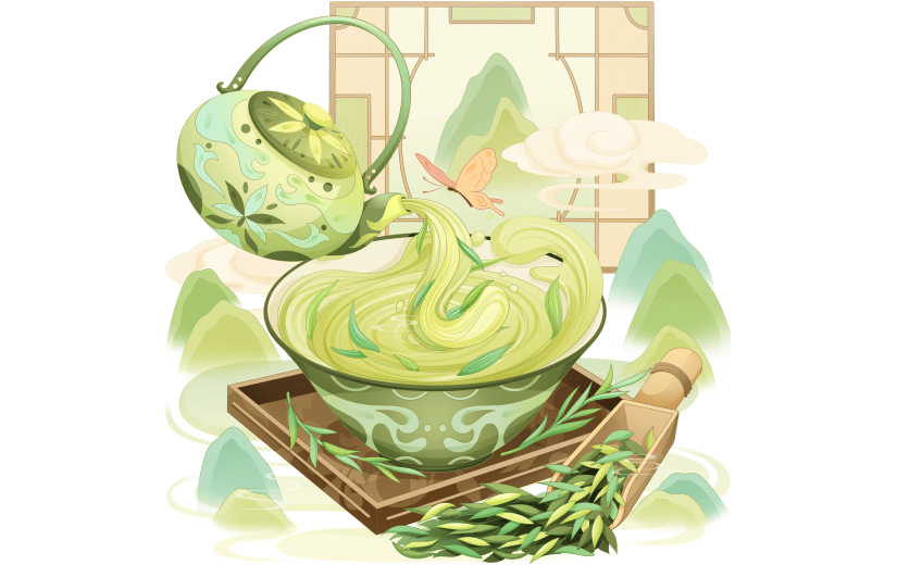 二十四节气中国风中式茶饮美食组合元素素材
