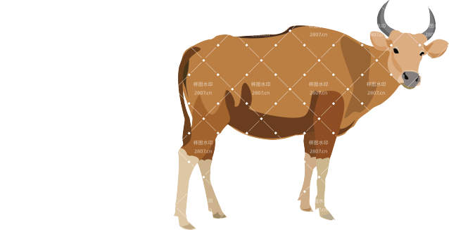 棕色的卡通风格的牛元素