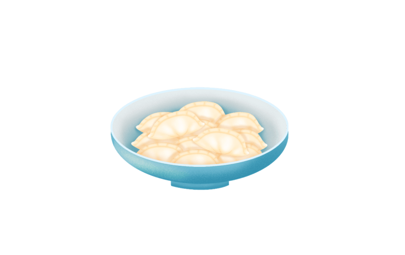 卡通感二十四节气饺子元素贴纸