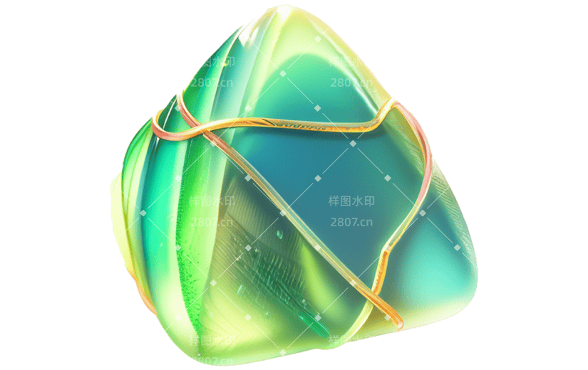 端午节通用3D立体清透感水晶玻璃粽子元素