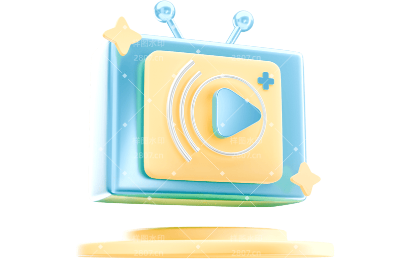 促销电商3D立体C4D直播播放器元素素材