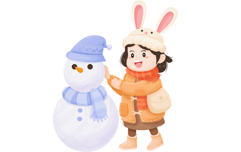 冬季冬天冬日传统节气大雪小雪手绘插画绘本儿童人物元素