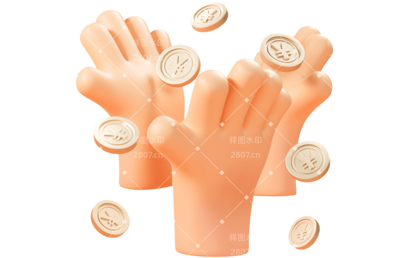 促销通用3D接金币元素元素素材