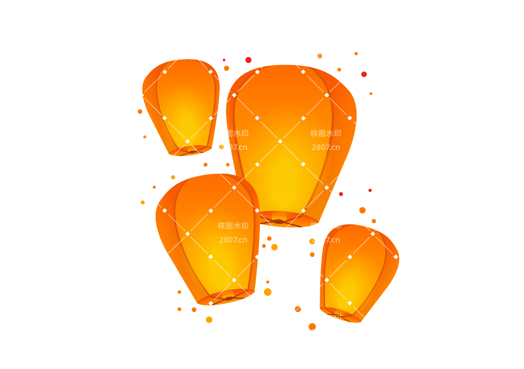 唯美浪漫中秋节孔明灯矢量元素