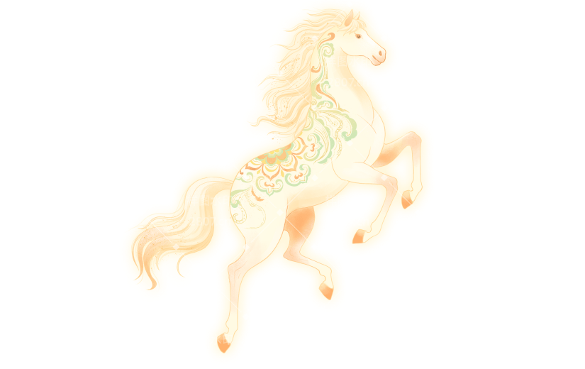 马年中式感敦煌风发光插画马元素