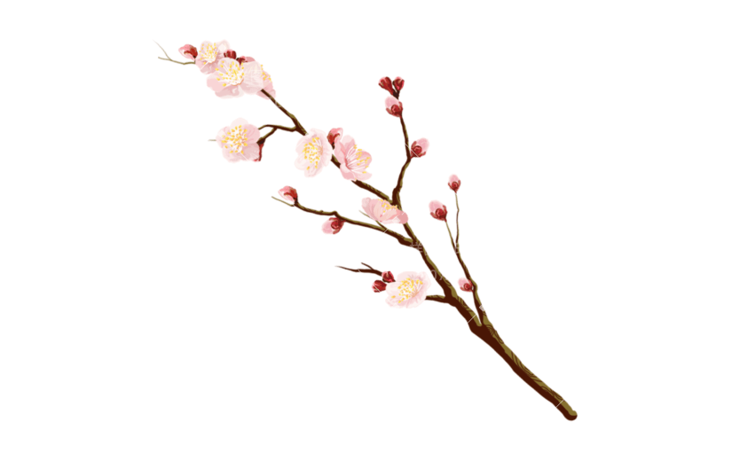 手绘粉色桃花花卉植物元素
