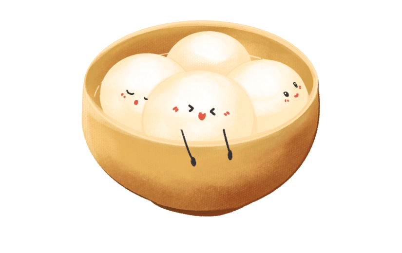 卡通感冬至汤圆元素贴纸