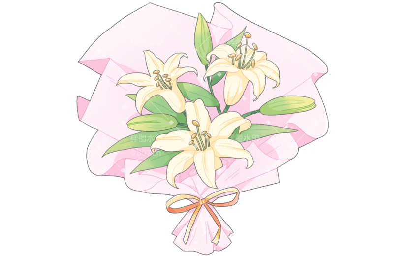 植物通用清新插画包装鲜花花束元素素材