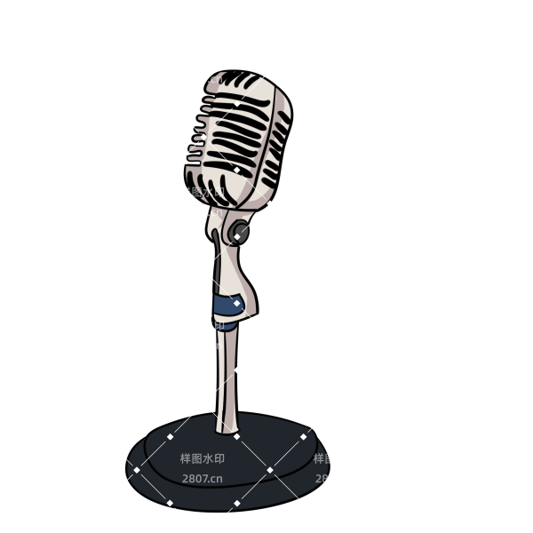 手绘节日晚会表演麦克风插画元素