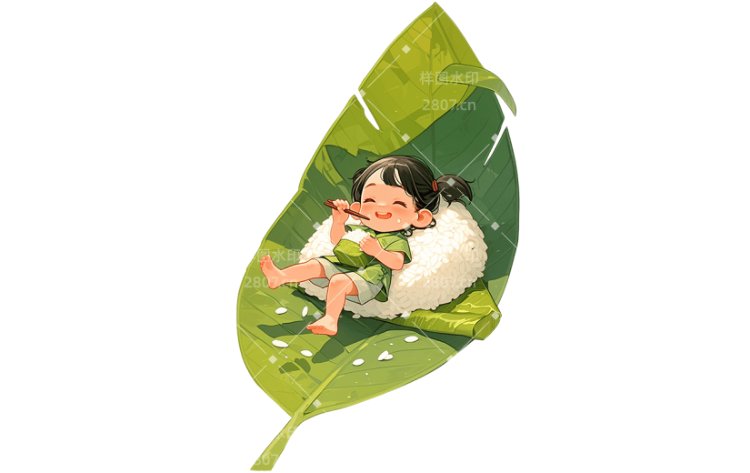 端午节通用插画粽子人物元素素材