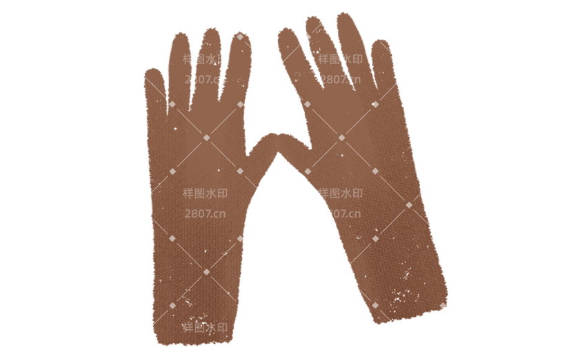 手绘棕色手套秋冬元素