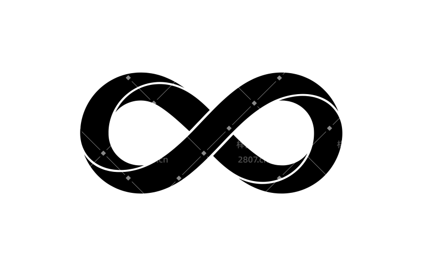 常规内容-图标系列扁平风黑色无穷符号元素