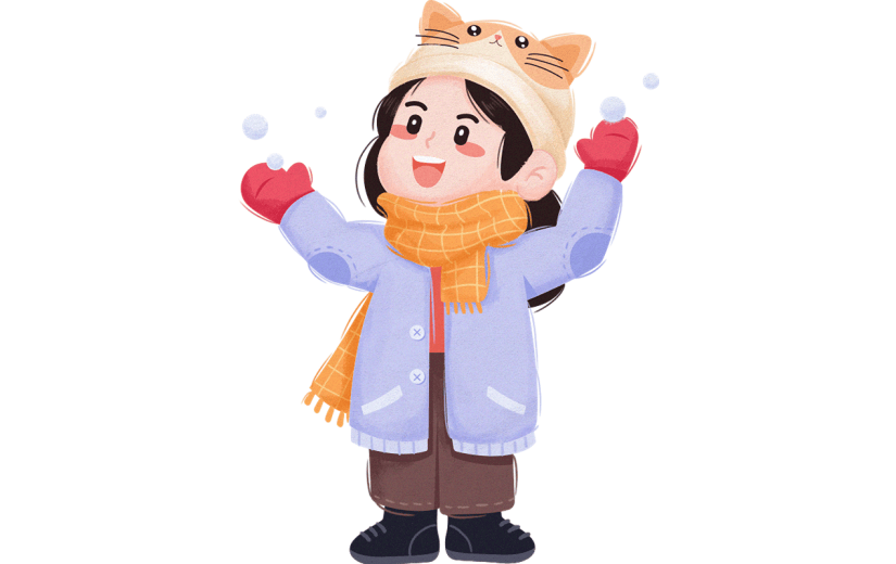冬季冬天冬日传统节气大雪小雪手绘插画绘本儿童人物元素