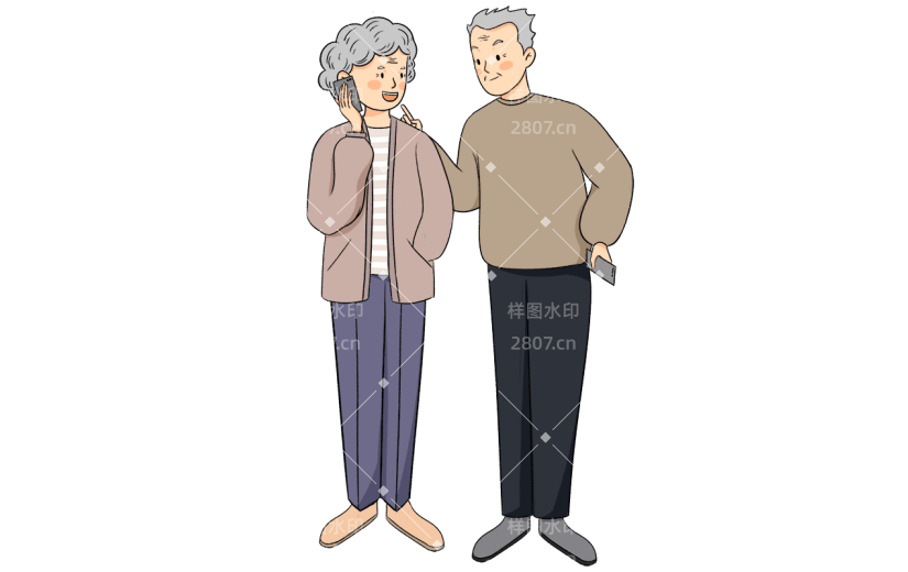 手绘老年人智慧养老元素贴纸
