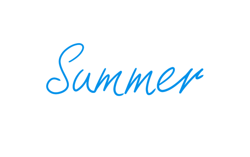 夏天夏季通用手写英文SUMMER蓝色艺术字元素素材