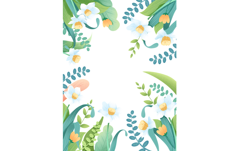 植物通用插画花朵边框元素素材