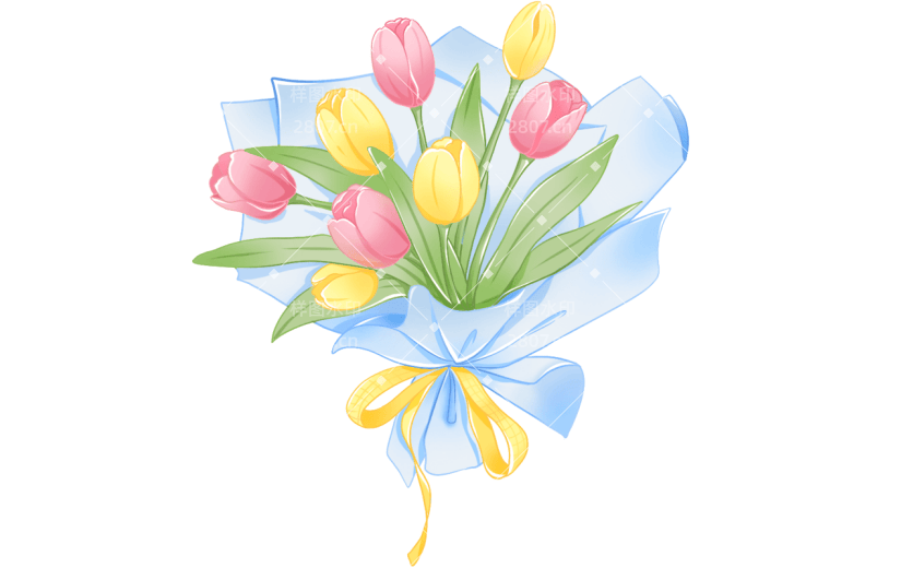 植物通用插画郁金香花束花朵元素素材