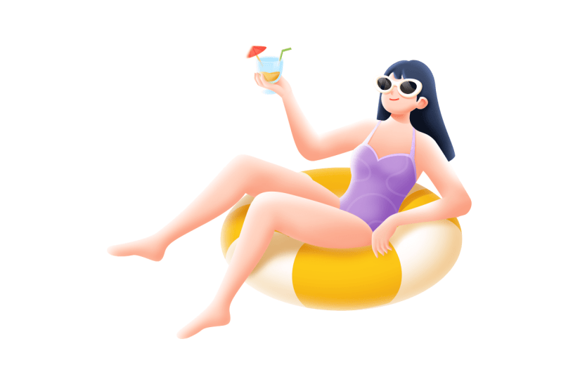 夏天夏季通用夏日泳圈人物元素素材