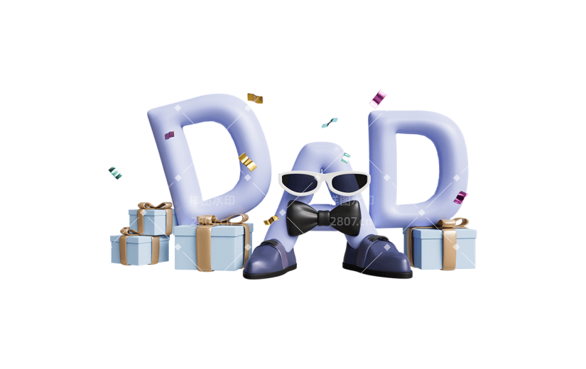 父亲节通用3D字母组合艺术字元素素材