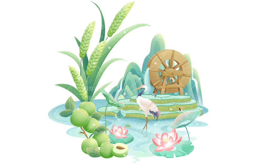 小满通用小满节气场景组合插画套系大尺寸元素素材