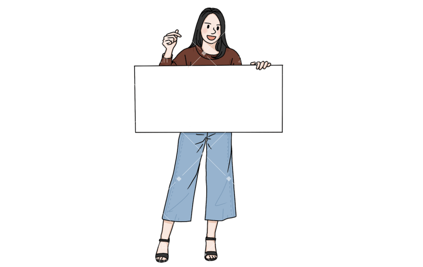 手绘女人举牌动作贴纸