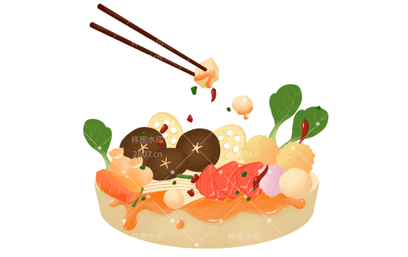 手绘面条飞溅食物贴纸