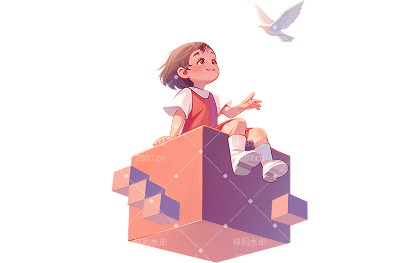 儿童节插画玩耍儿童人物贴纸元素素材