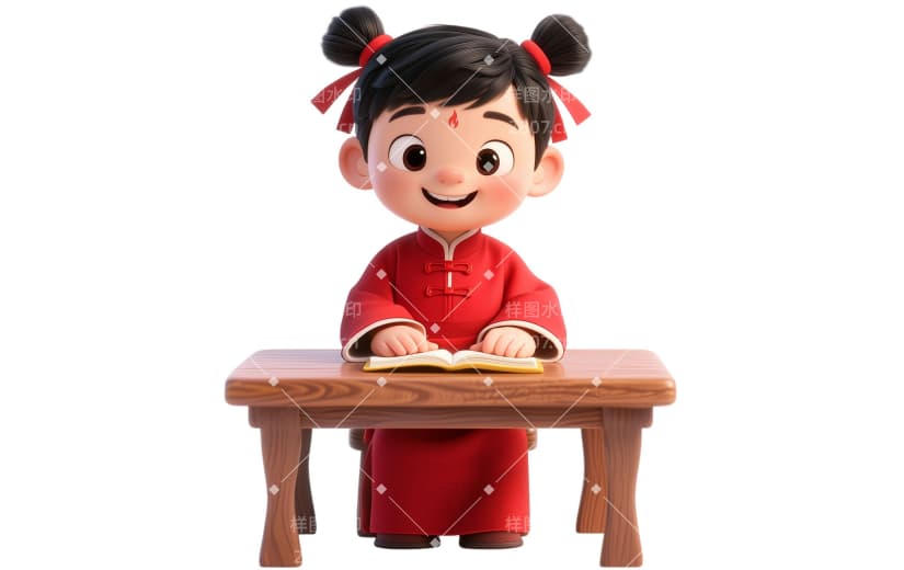 哪吒教育培训中式感3D元素AIGC