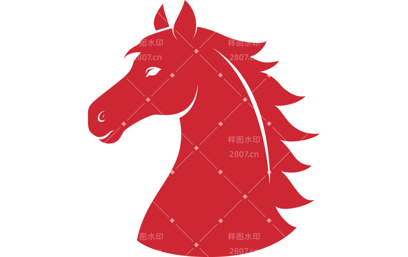 马年中式感剪纸马头元素