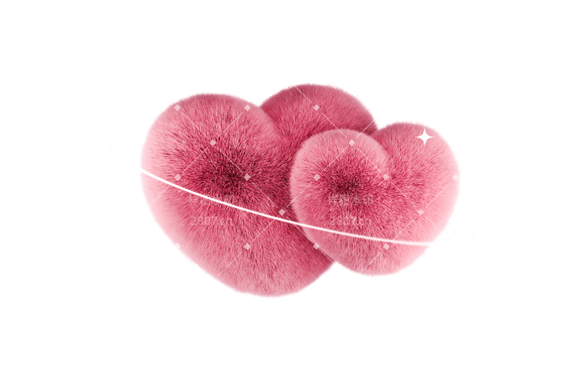 520情人节粉色毛绒爱心光圈光效元素素材