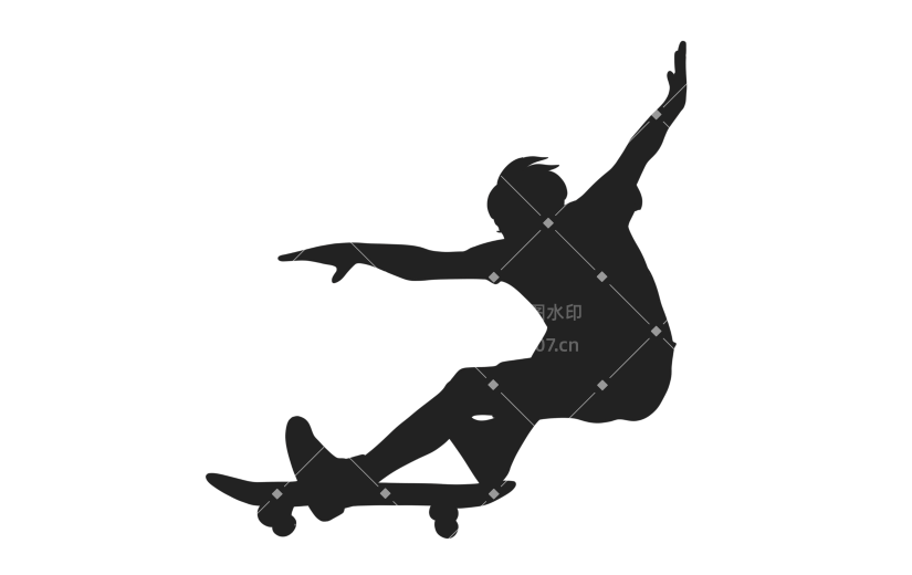 手绘滑板运动剪影元素