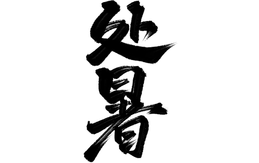 通用处暑中国风古风书法毛笔字黑色艺术字贴纸元素素材