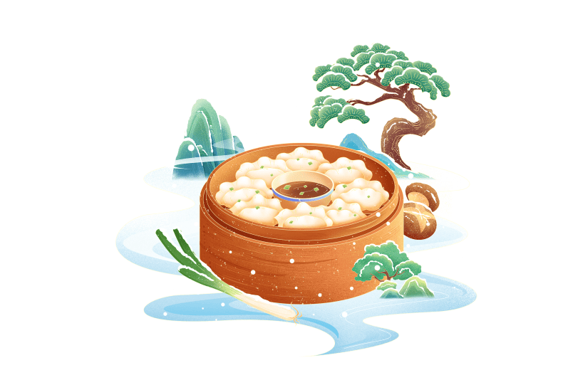 传统节气冬至中国风国潮美食组合元素