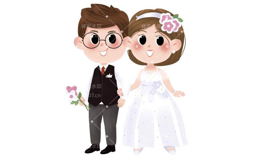 手绘婚礼新人头像贴纸5