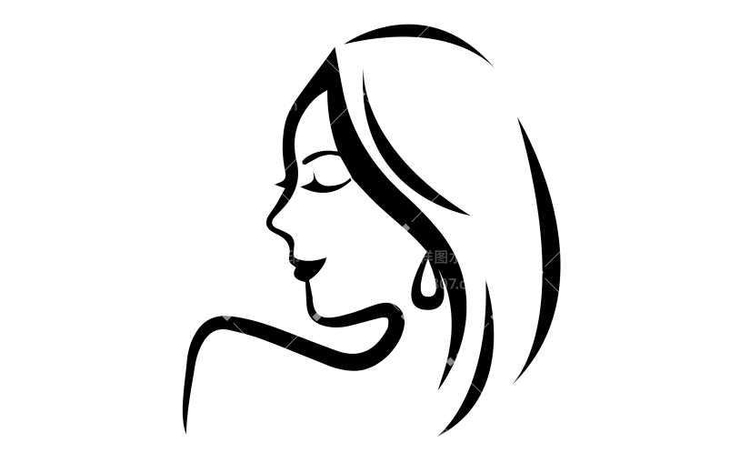 常规内容-图标系列扁平风女人侧脸美发图标元素