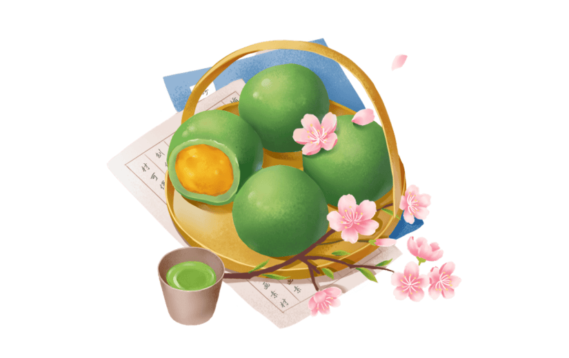 清明节清明写实风插画青团美食元素素材