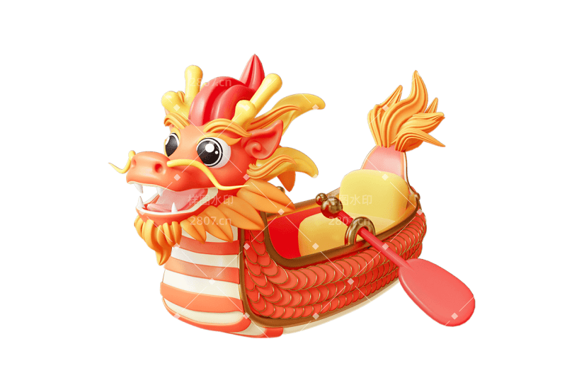 端午节通用龙舟3D卡通龙舟元素素材