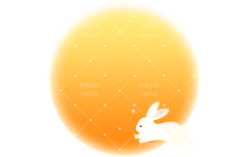中秋节弥散渐变兔子元素