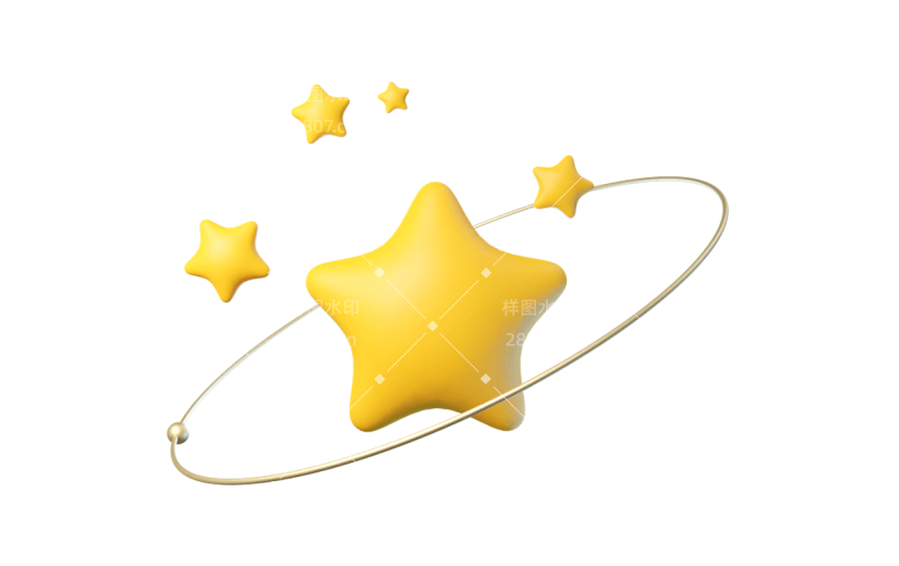 促销通用3D立体五星好评元素素材