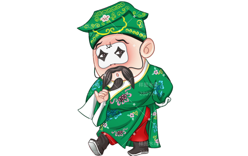 手绘京剧丑角文化人物创意贴纸